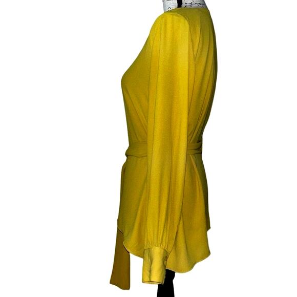 Ann Taylor golden v-neck belted blouse small - Picture 2 of 7